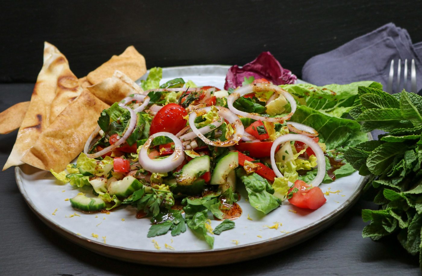 Salat mit Granatapfel-Dressing