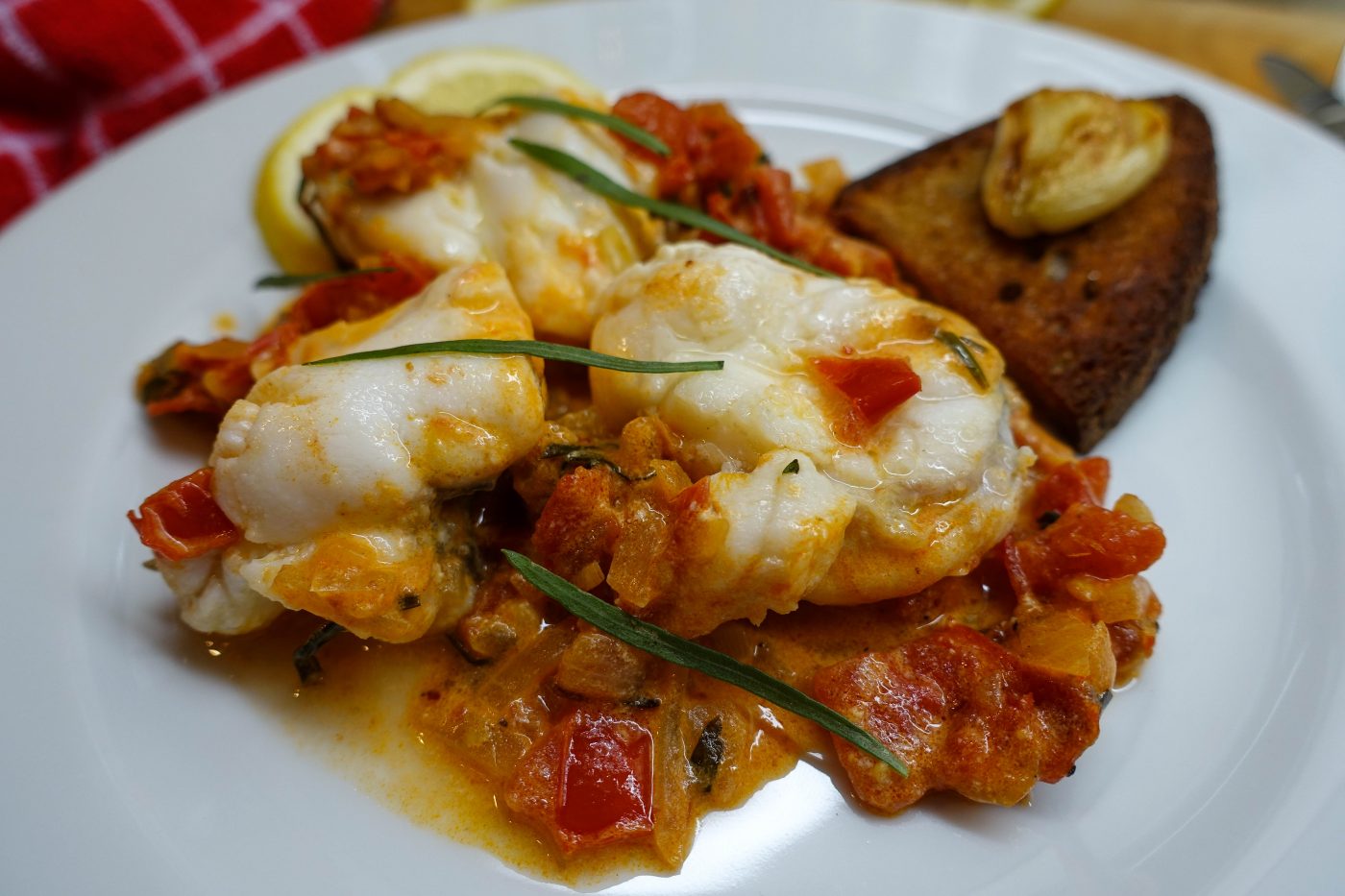 Monkfish ragout with vermouth sauce 